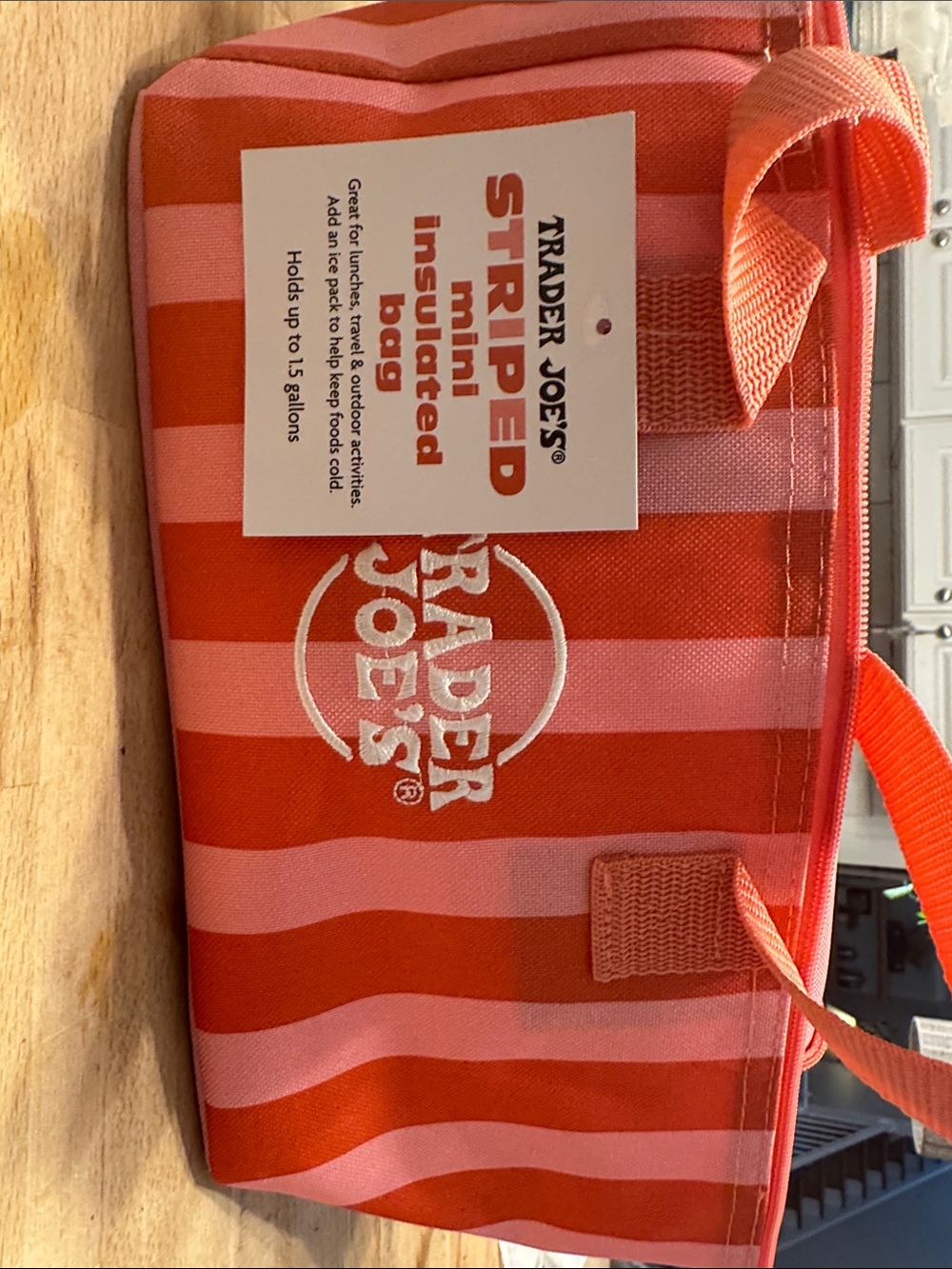 Trader Joe's Striped Mini Insulated Bag - Pink & Red